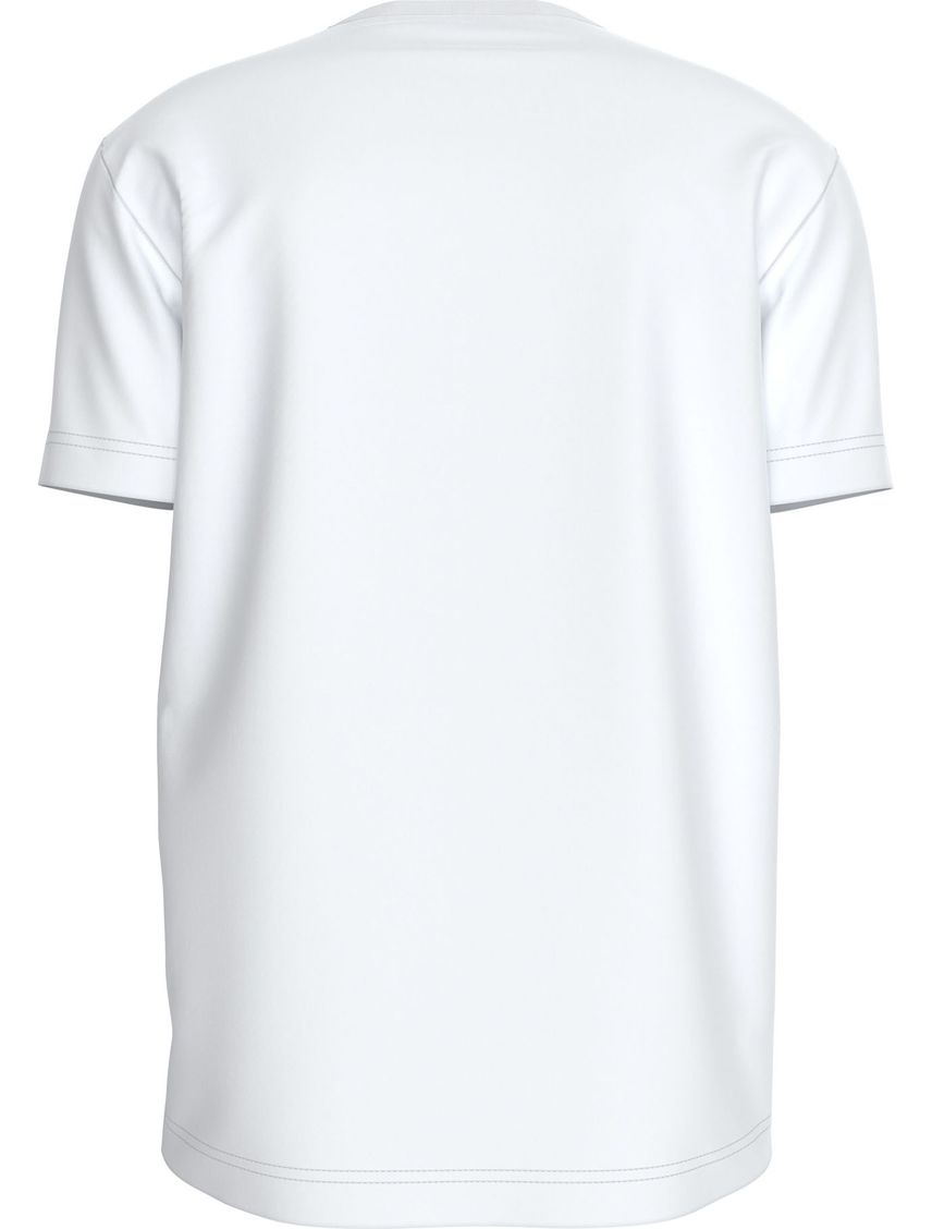 Camiseta blanca con logo apilado eufórico