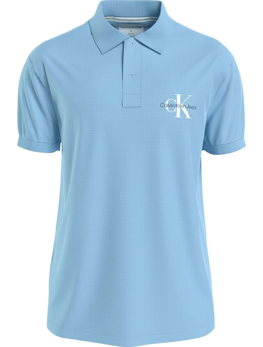 Polo Azul Clasica Con Monograma Para Hombre