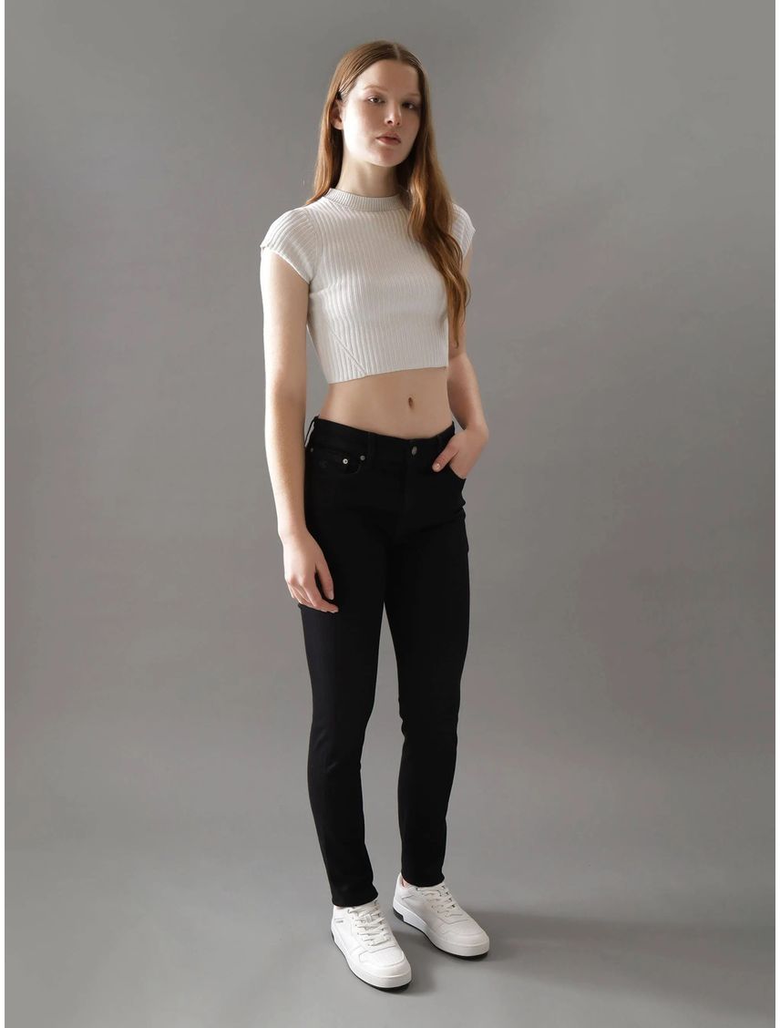 Camiseta Beige Cropped Manga Corta Para Mujer