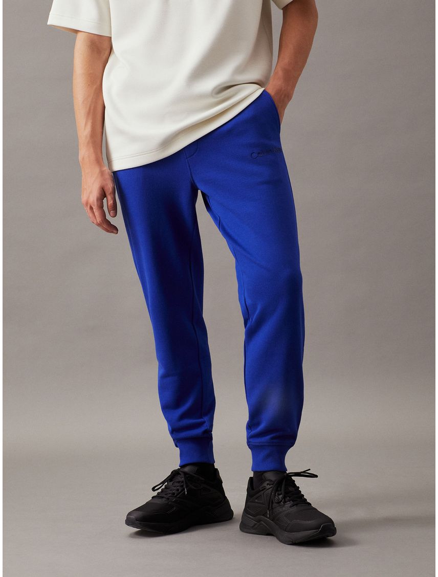 Pantalón azul de chándal de felpa de algodón