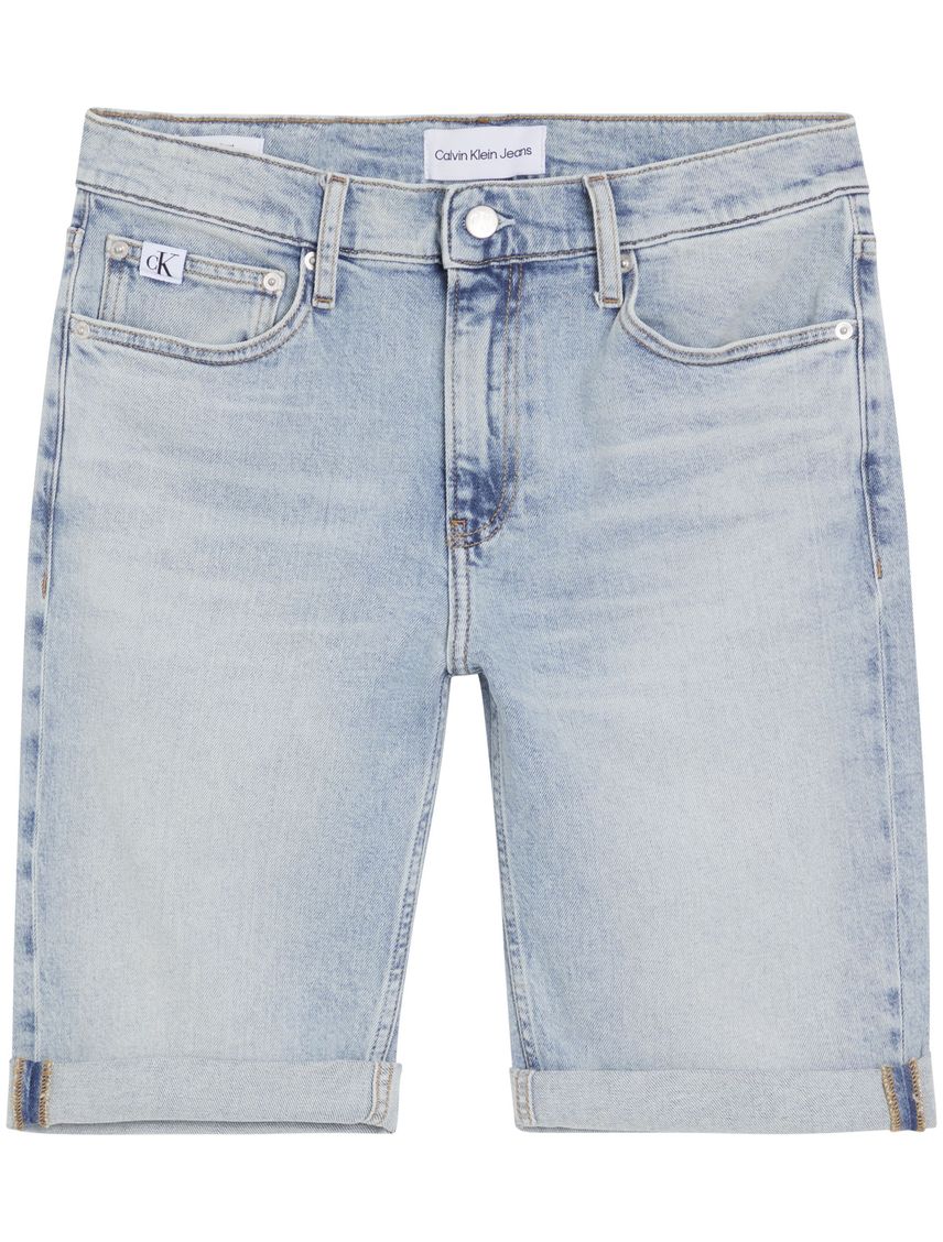 Bermuda Celeste Denim Slim Para Hombre