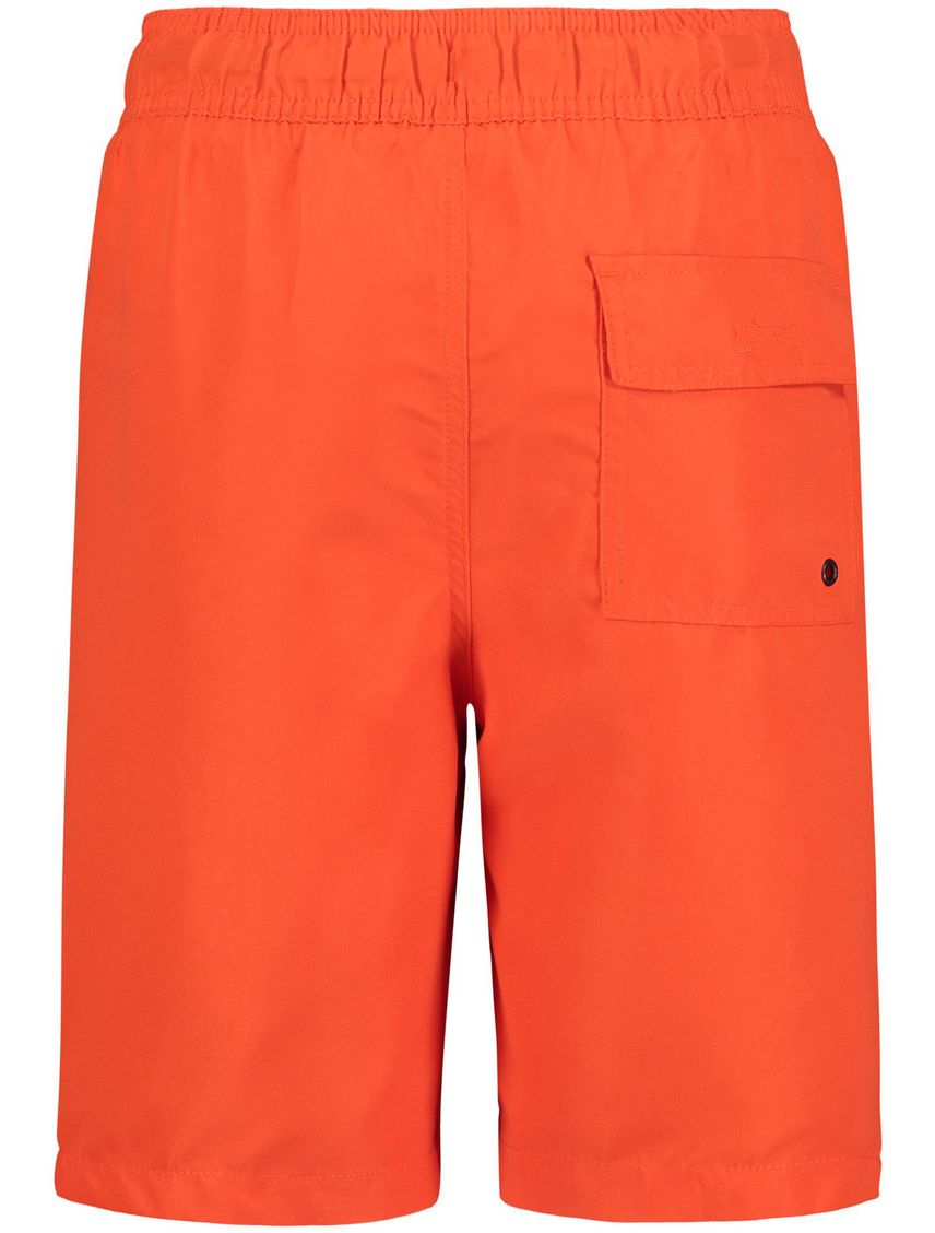 Traje naranja de baño con logo en vertical para niño