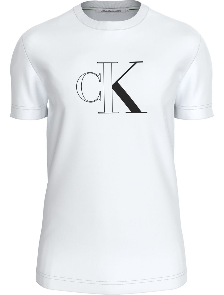 Camiseta blanca con monograma delineado