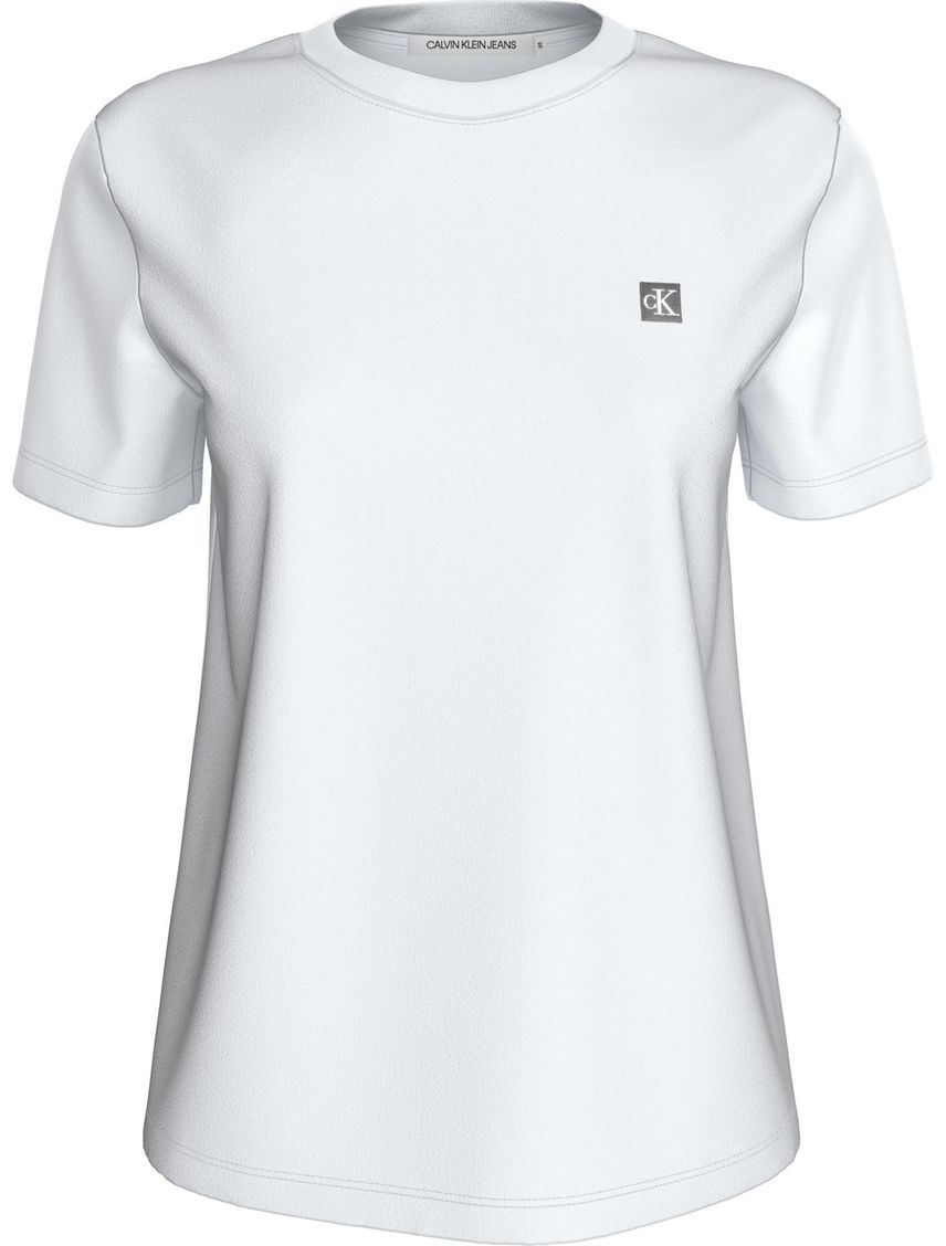 Camiseta blanca de algodón con insignia