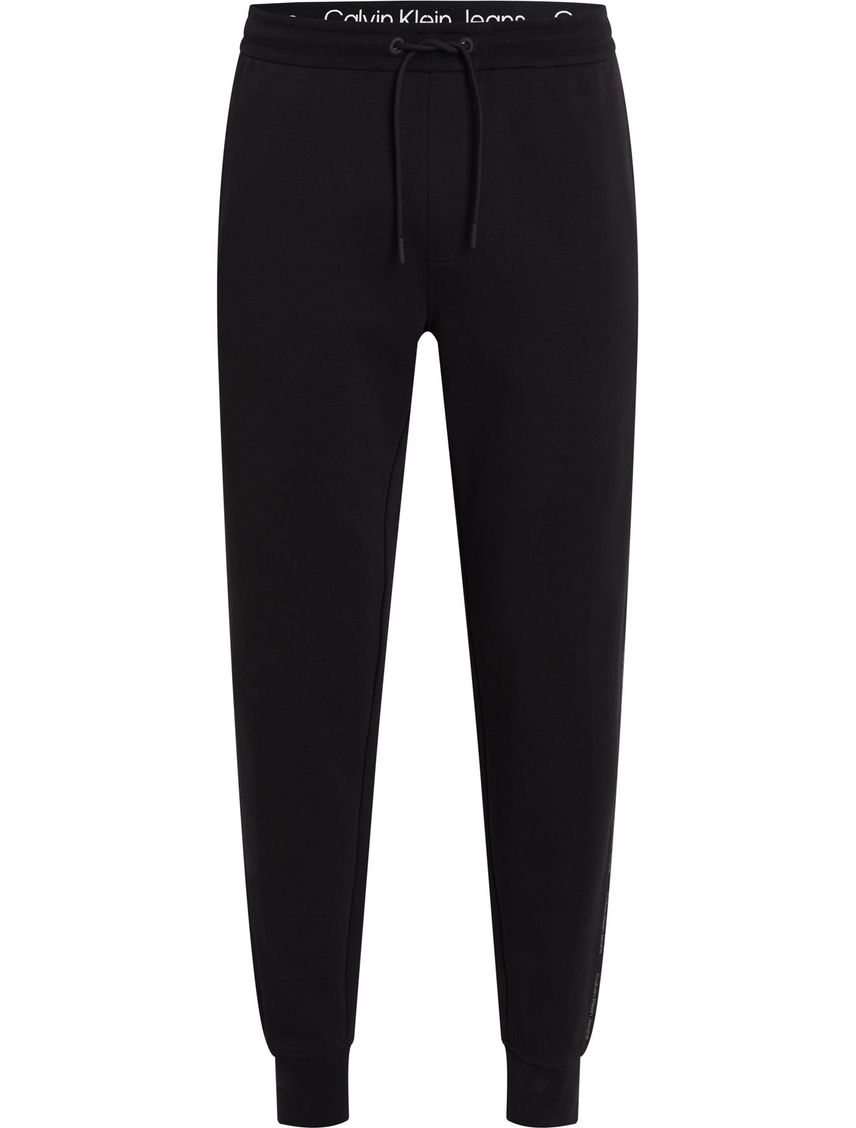 Jogger negro con cintas laterales y logo repetitivo