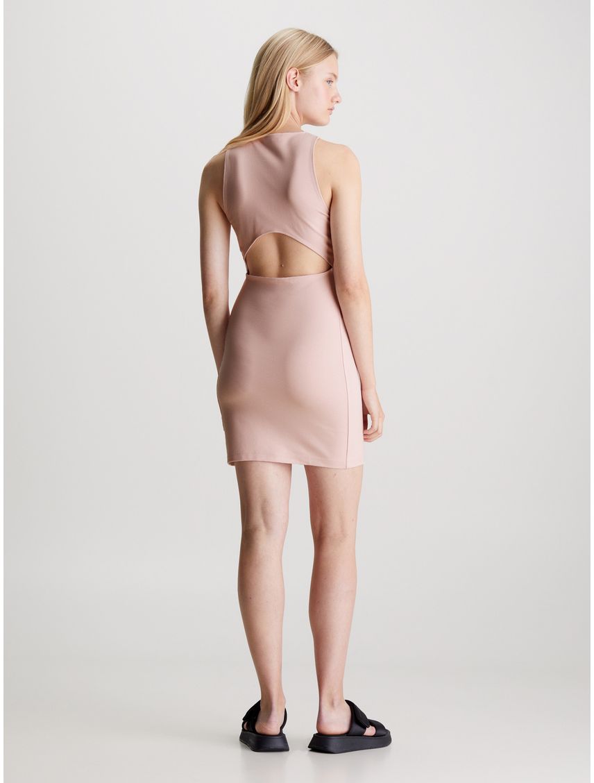 Vestido rosado de punto milano con recortes