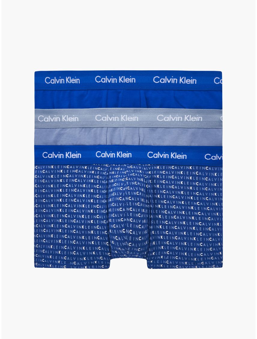 3 Pack De Boxer Azul En Algodón Low Rise Trunk