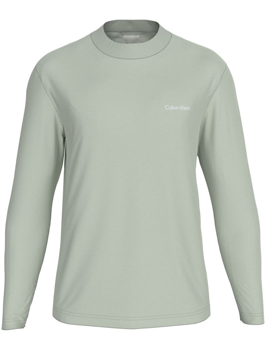 Camiseta Verde Claro De Manga Larga Con Cuello Perkins