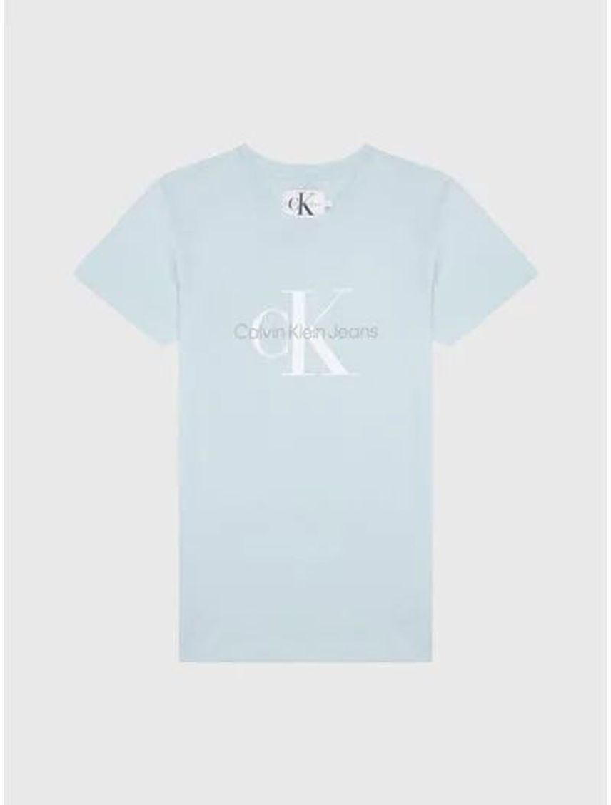 Camiseta Celeste De Algodón Con Logo Para Mujer