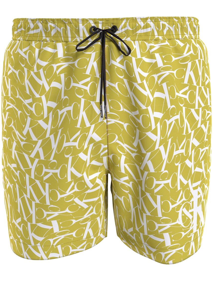 Bermuda De Baño Amarilla Estampado Con Monograma