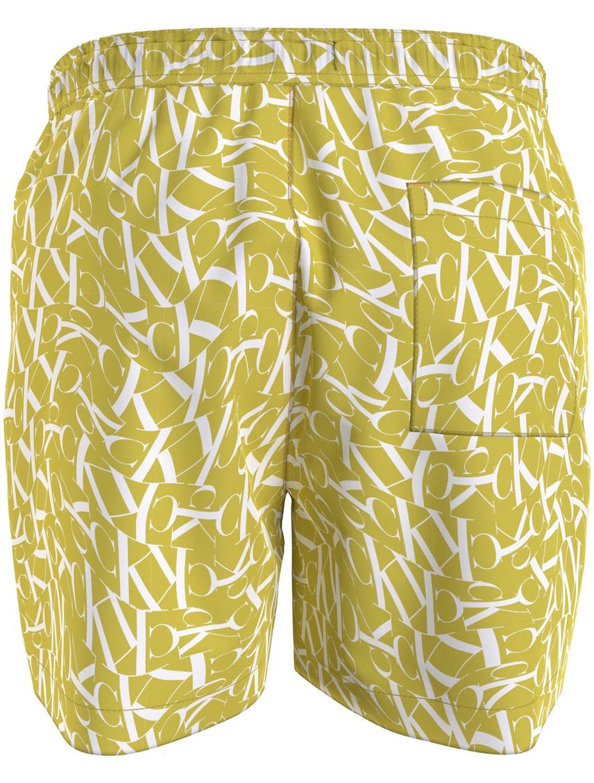 Bermuda De Baño Amarilla Estampado Con Monograma