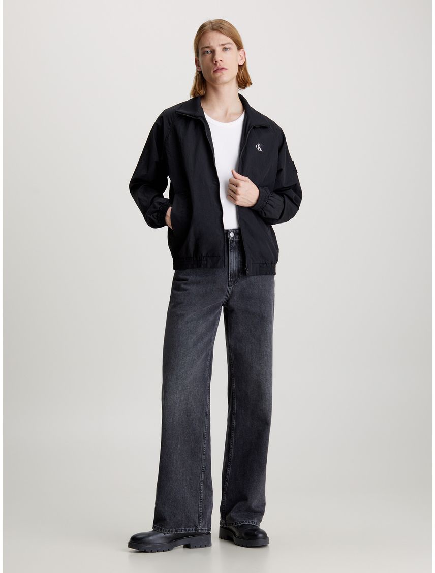 Chaqueta Negra De Nailon Estructurado Para Hombre