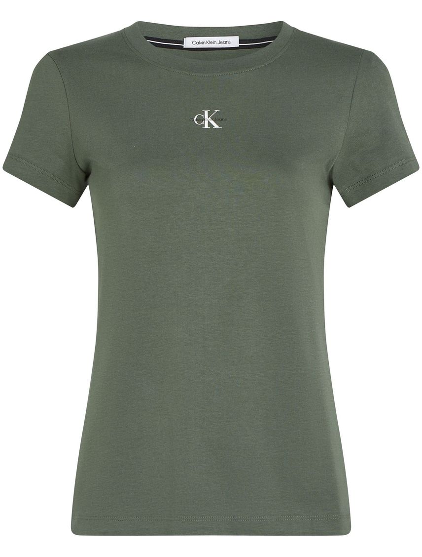 Camiseta verde slim con micro monograma