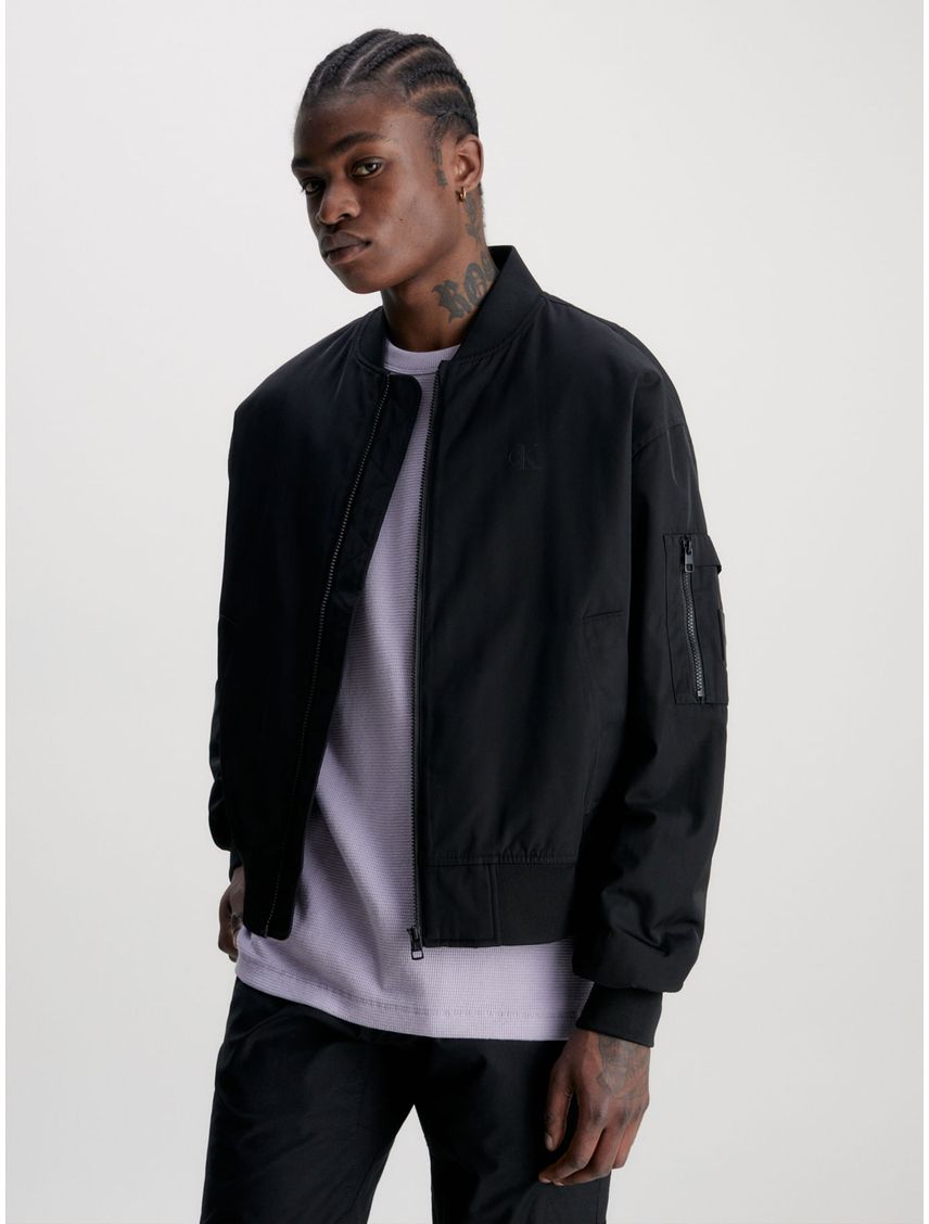 Chaqueta Negro Bomber Ligeramente Acolchada Y Holgada