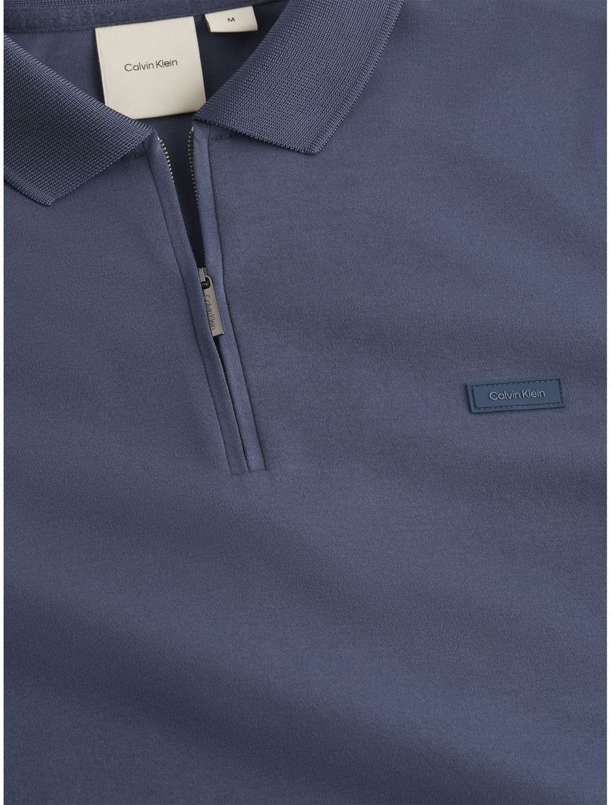 Polo Azul Manga Larga Con Cremallera Para Hombre