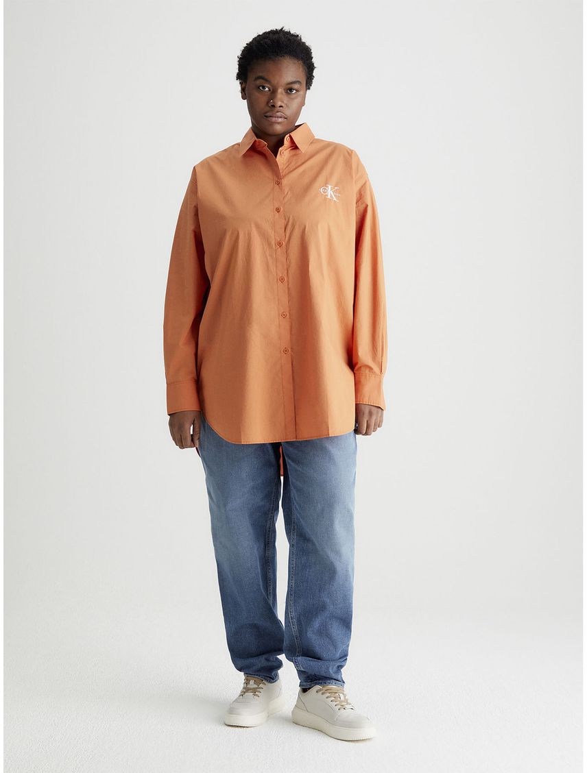Camisa Naranja Oversize Con Logo Para Mujer