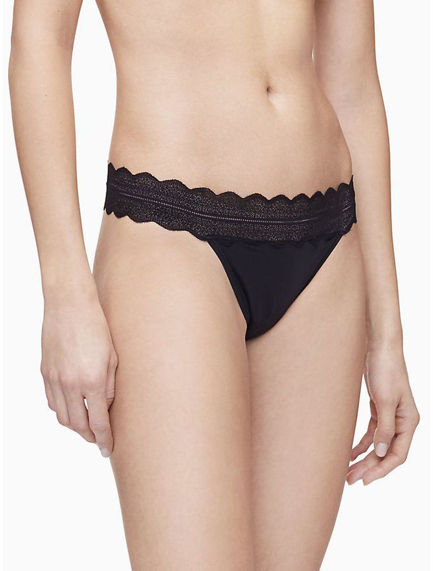 Panties Negro Microfibra Tanga Mujer Calvin Klein
