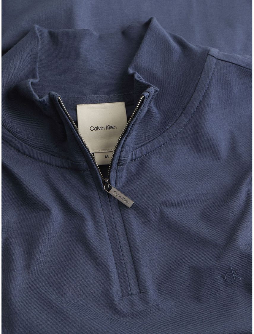 Camiseta Azul Con Cuello Alto Y Media Cremallera Para Hombre
