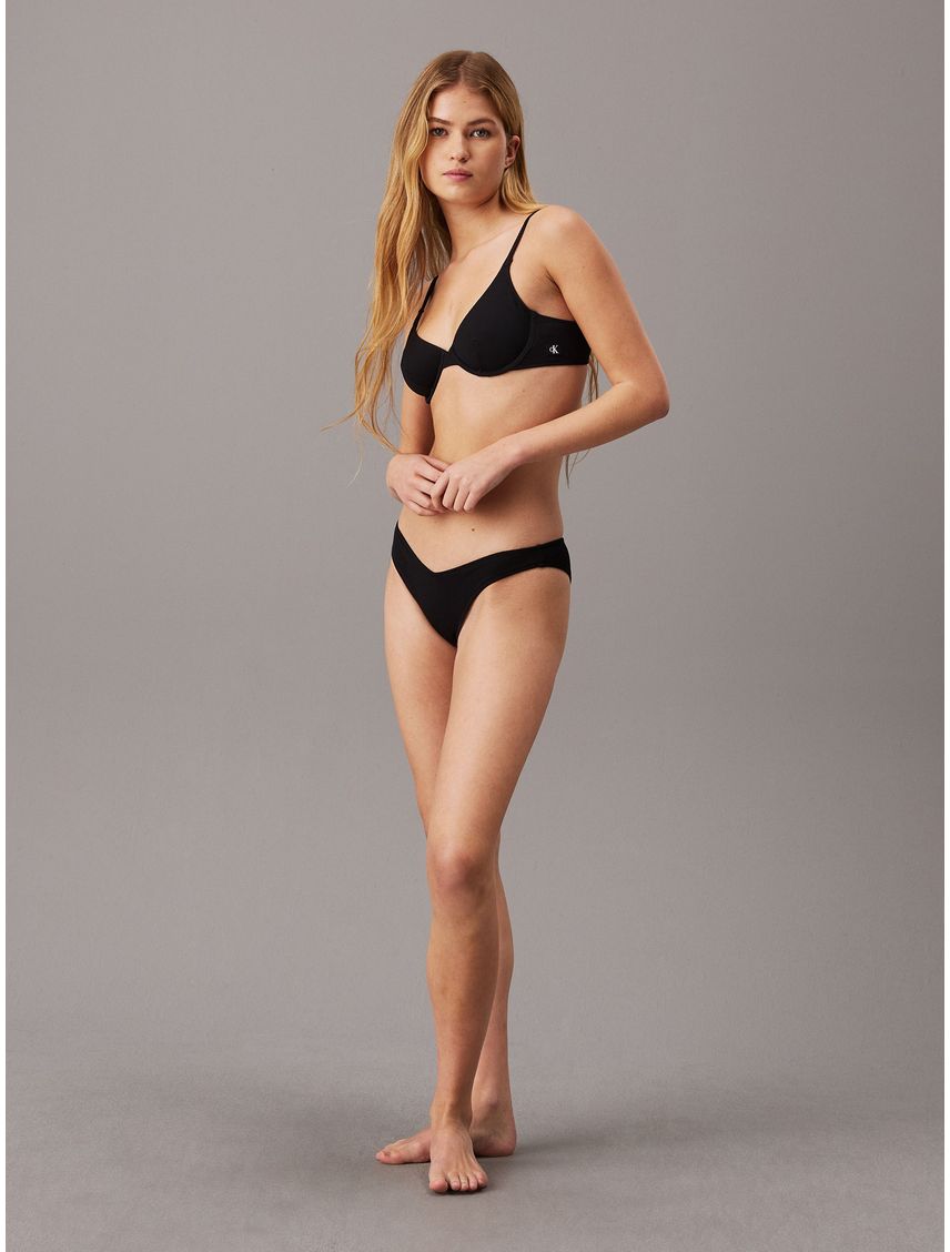 Partes negro inferior de bikini tipo brasileña - CK Monogram Texture