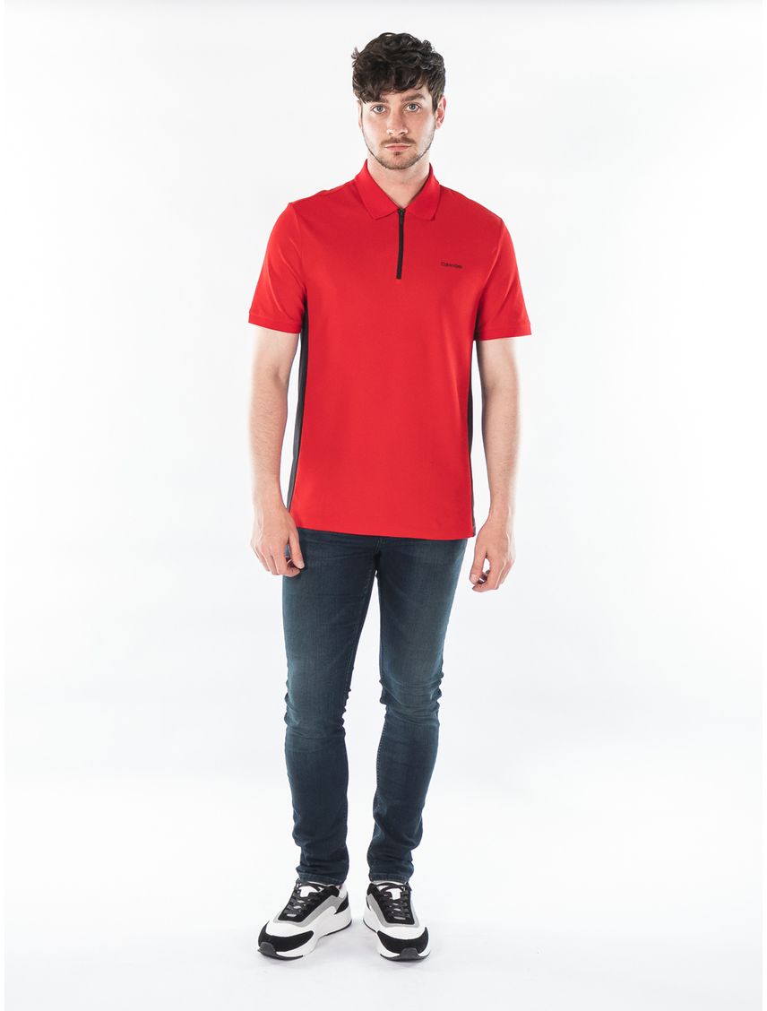 Polo Roja De Pique Con Cremallera Para Hombre