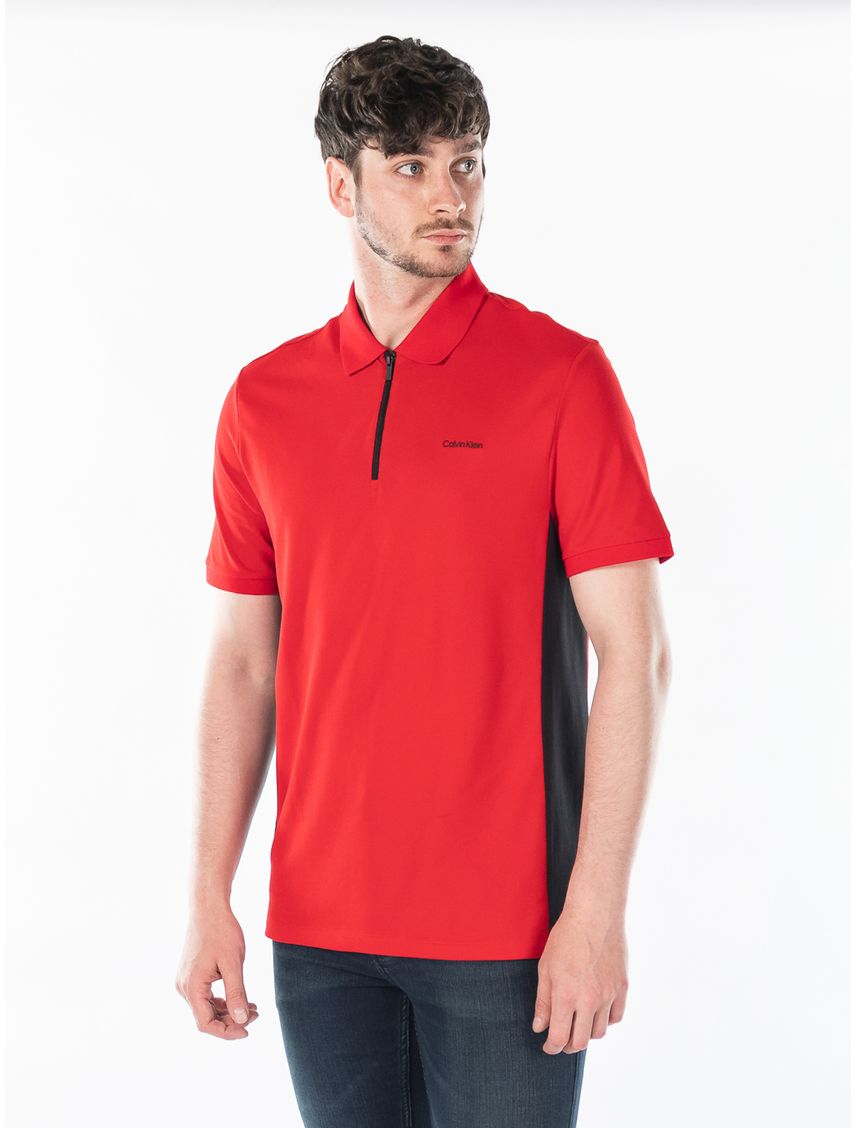 Polo Roja De Pique Con Cremallera Para Hombre