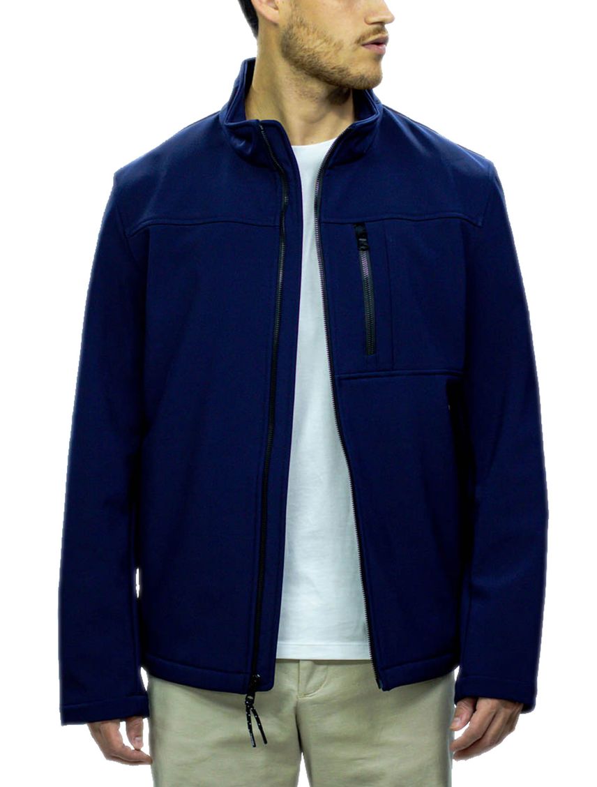 Chaqueta Azul Rompeviento Con Cremallera Para Hombre