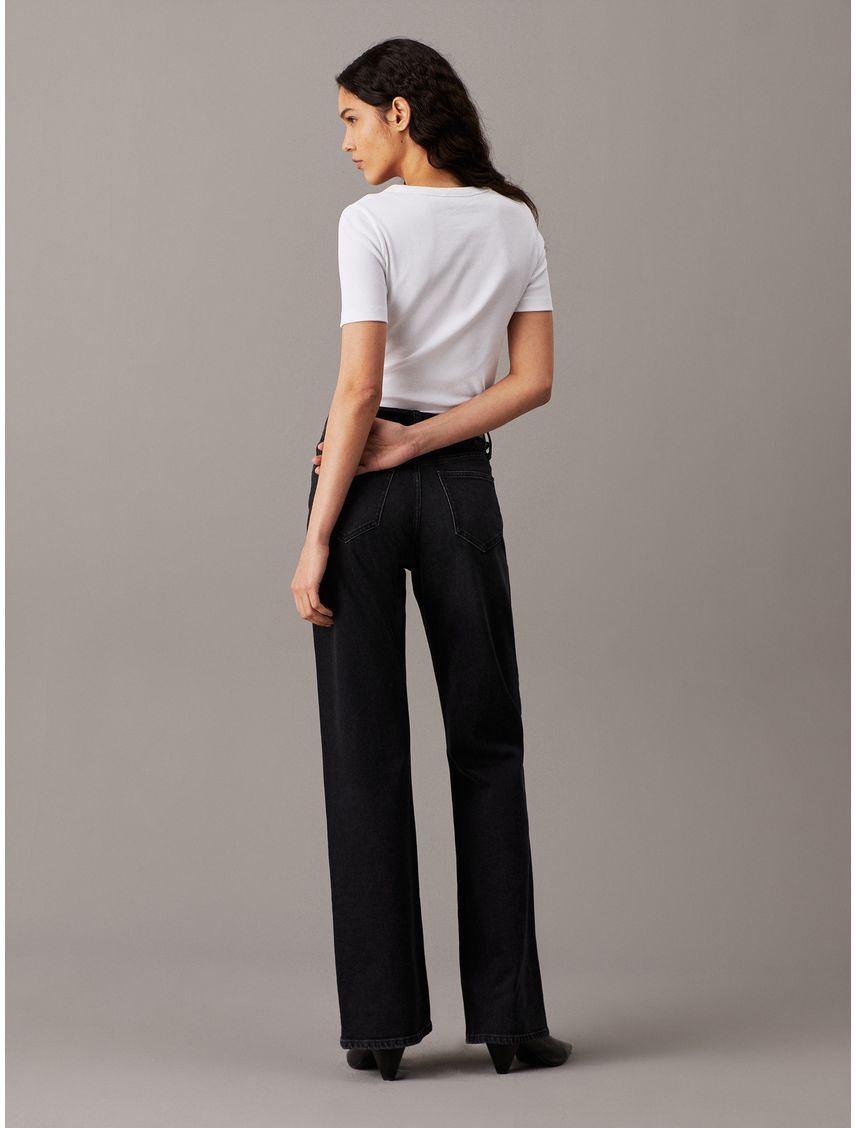 Camiseta blanca slim canalé de algodón