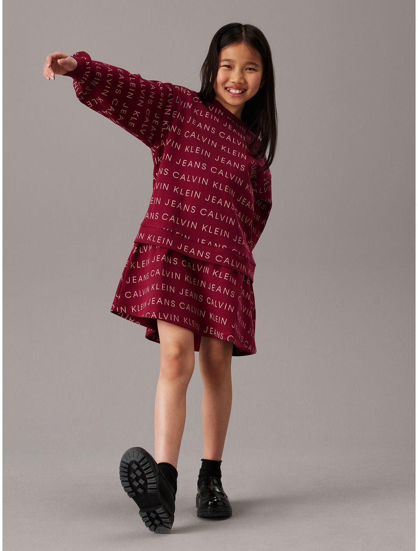 Vestido Para Niña Vino Estilo Saco Oversized Con Logo