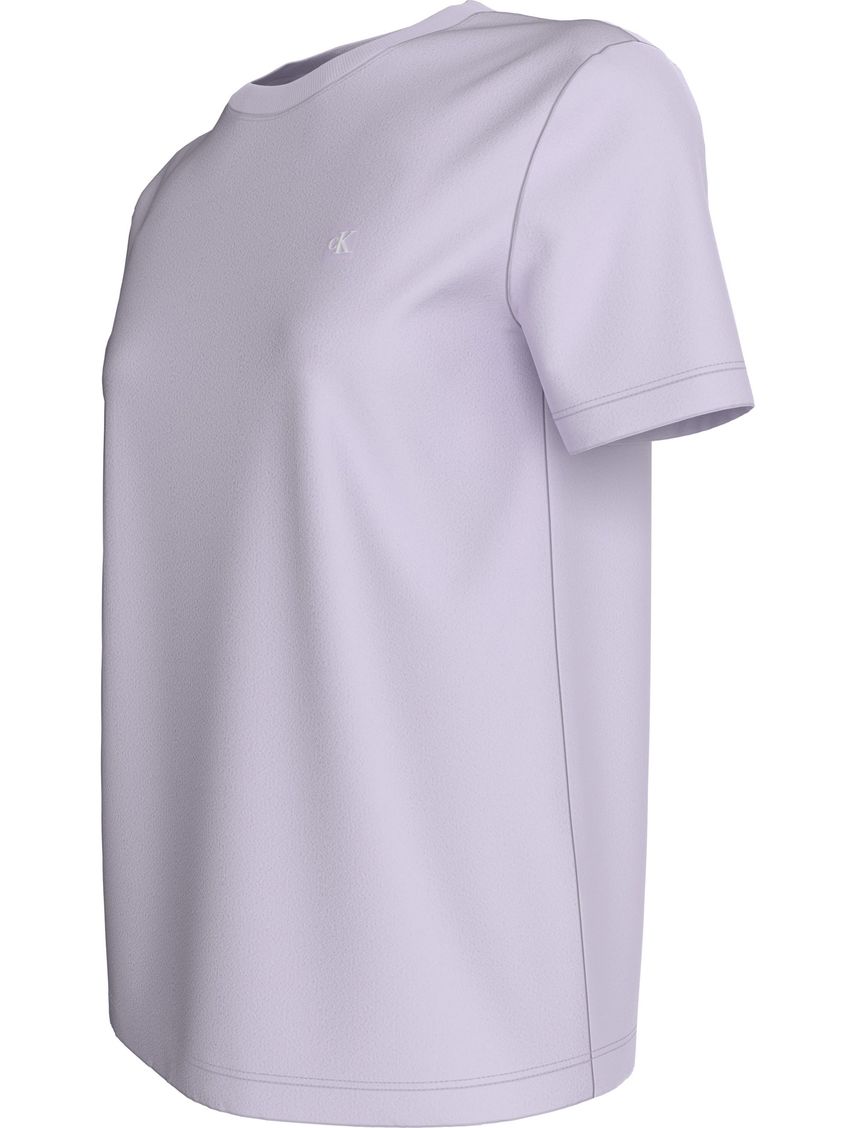 Camiseta morado de algodón con insignia