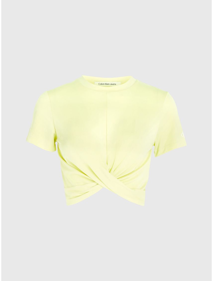 Camiseta Amarillo Cropped Con Twist