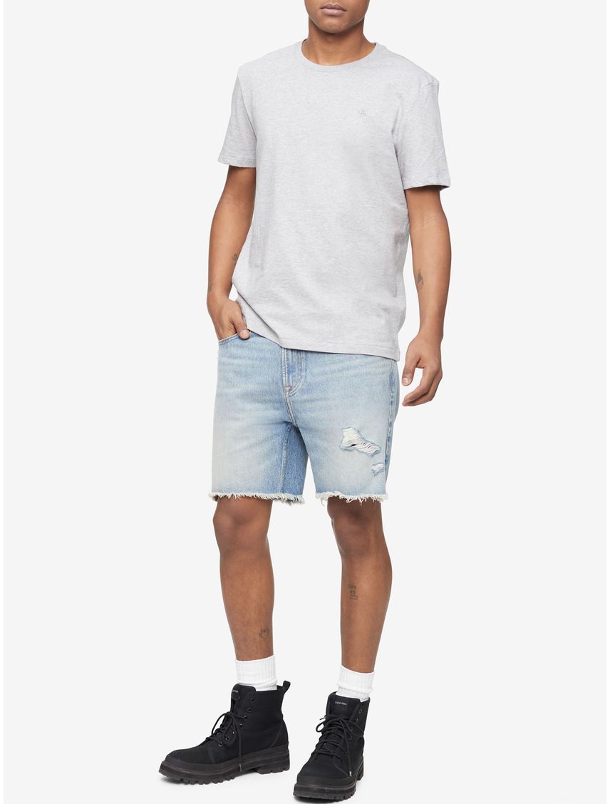 Camiseta Gris Manga Corta Smooth Algodón Solid Hombre G