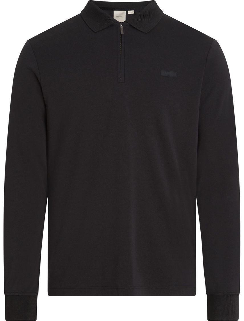 Polo Negra Manga Larga Con Cremallera Para Hombre