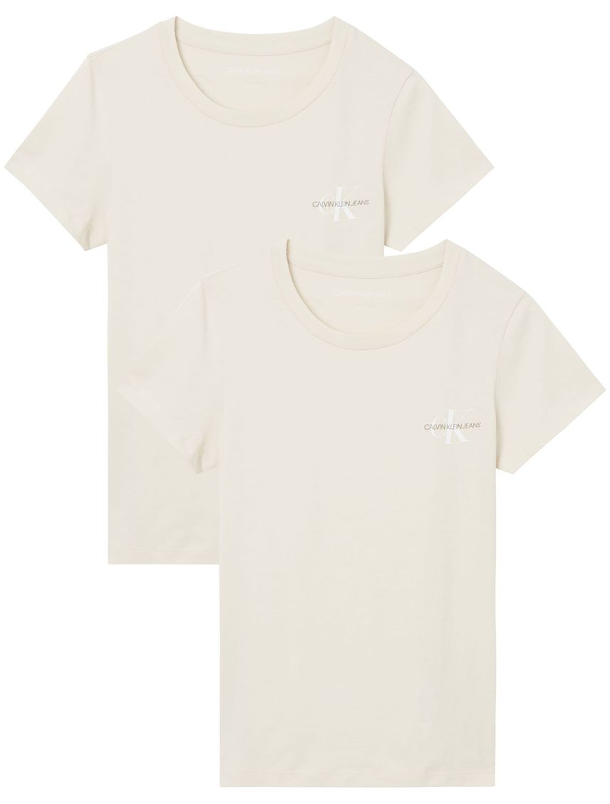 Pack de 2 Camisetas Beige Manga Corta Slim Fit Para Mujer