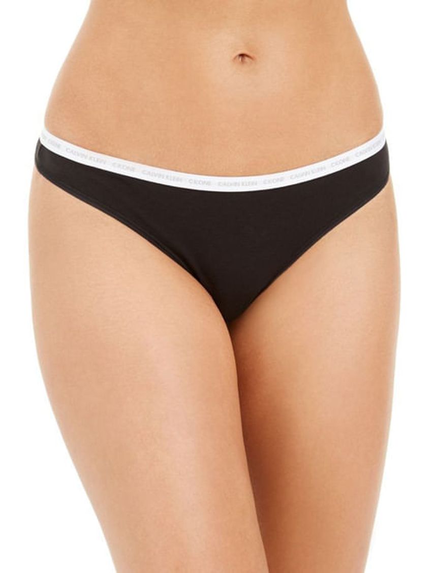 Panties Negro Algodón Tanga Mujer Calvin Klein