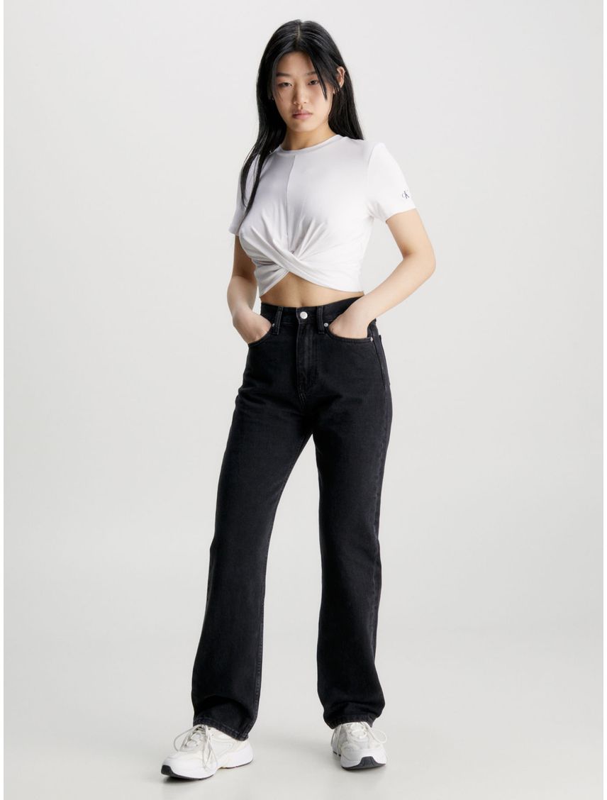 Camiseta Blanco Cropped Con Twist