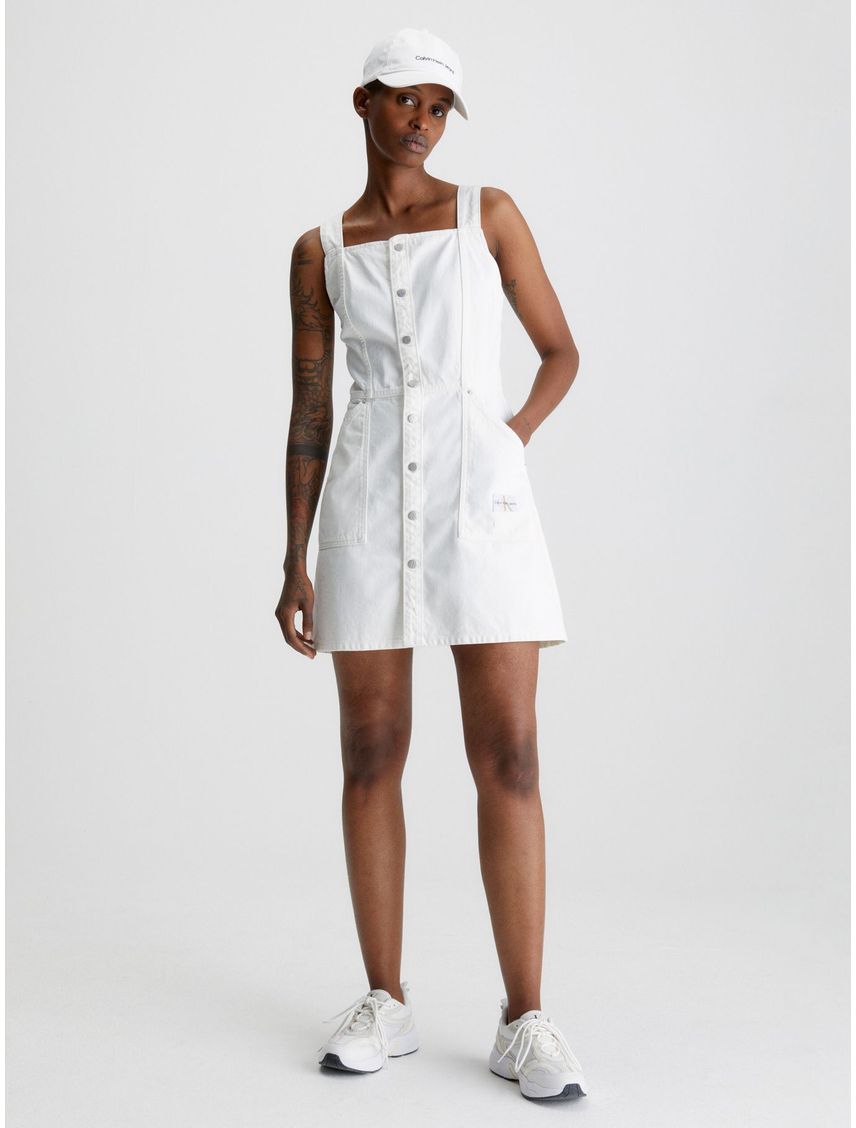 Vestido blanco utility con botones