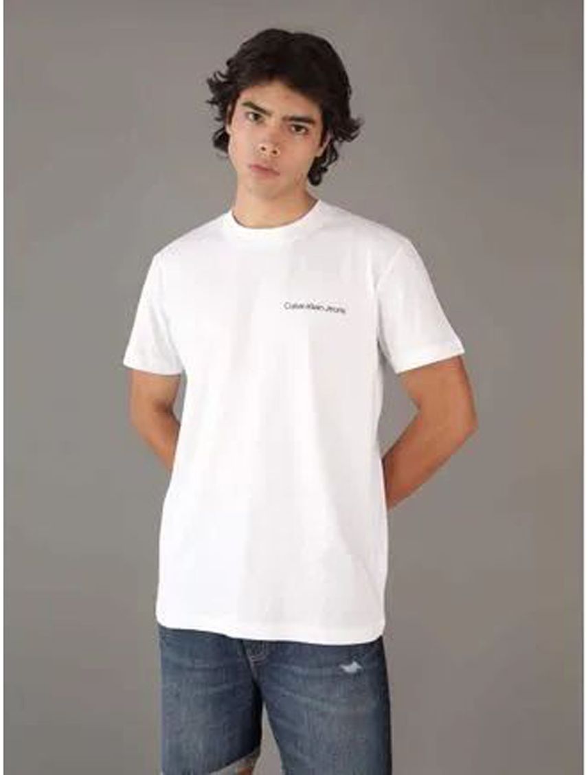 Camiseta Blanca Slim Con Logo Institutional Para Hombre