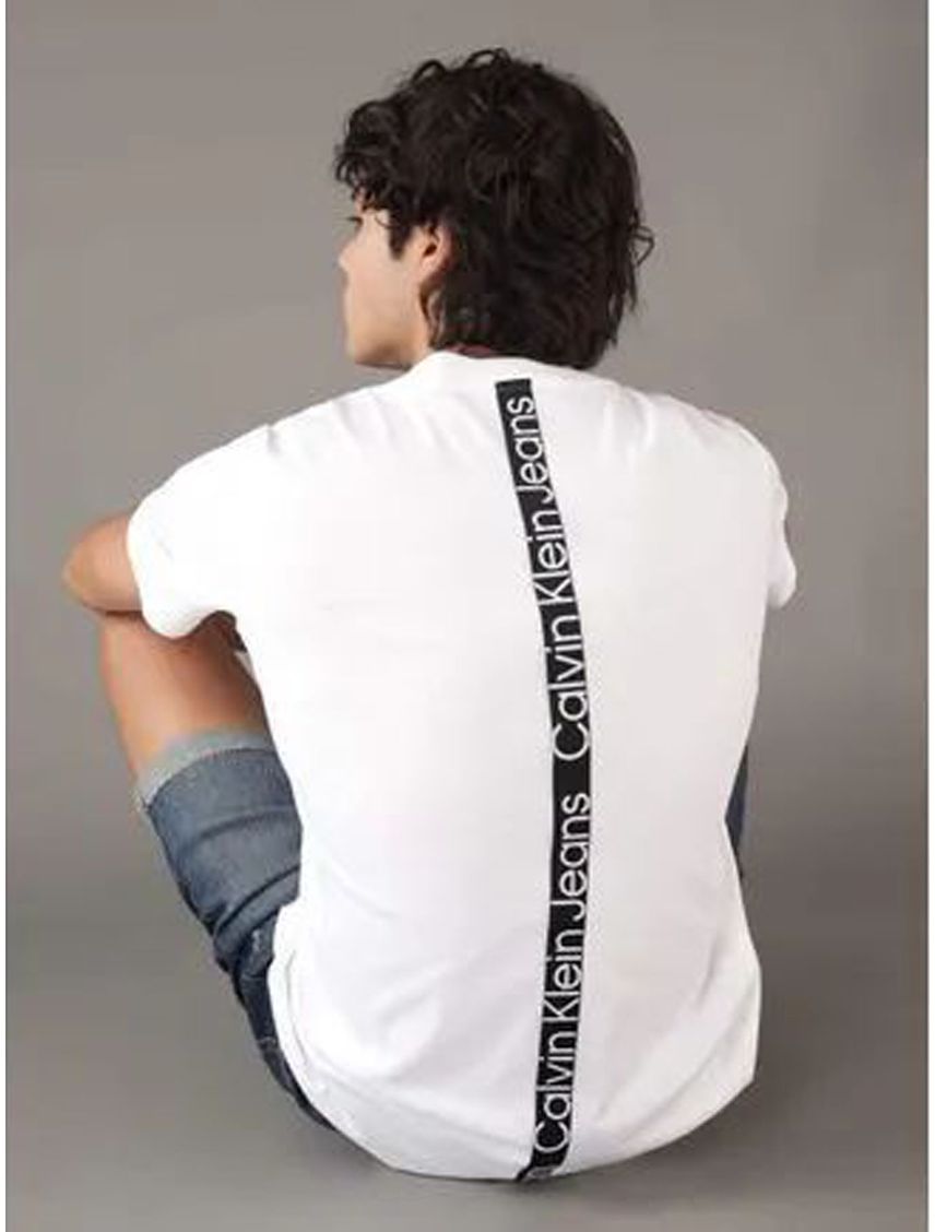 Camiseta Blanca Slim Con Logo Institutional Para Hombre