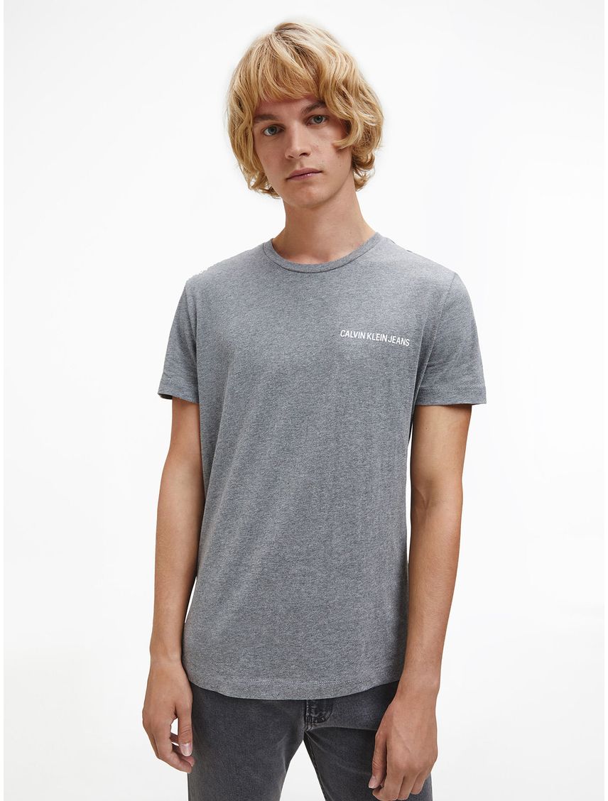 Camiseta Slim De Algodón Orgánico Hombre Gris Calv