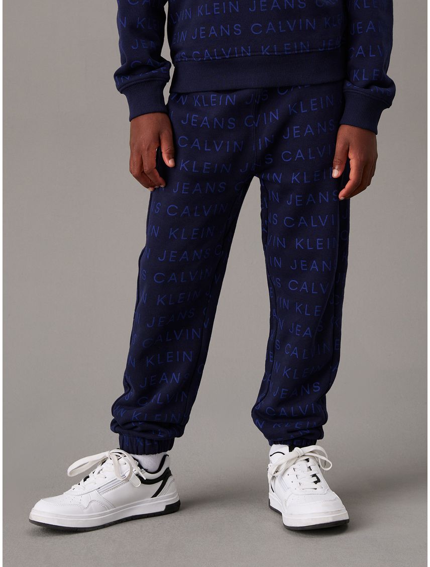 Joggers Para Niño Azul Rectos Con Logo