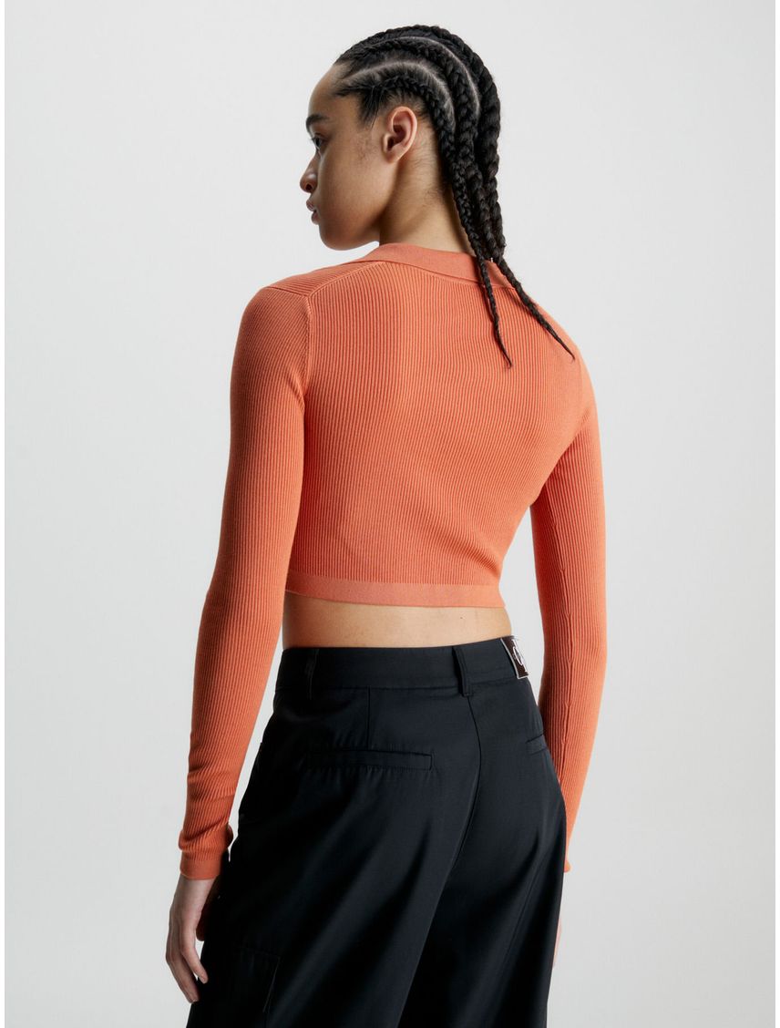 Saco Naranja Cropped Con Cuello En V