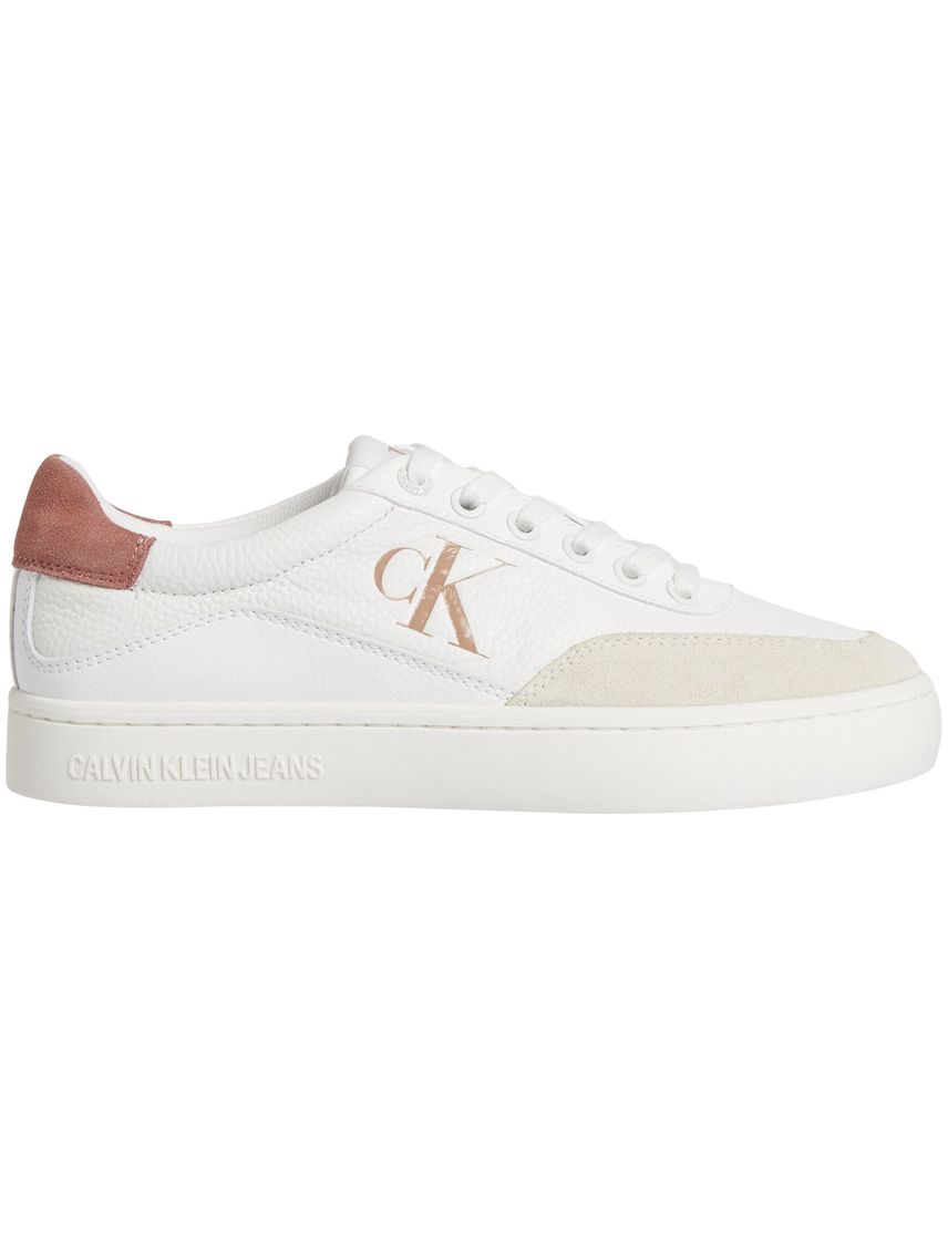 Tenis blanco clásicos e cuero con corones y suela cupsole