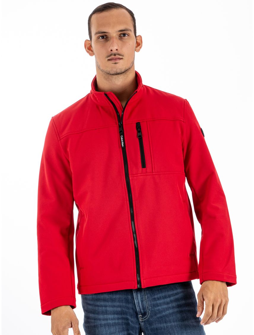 Chaqueta Roja Rompeviento Suave Con Cremallera Para Hombre