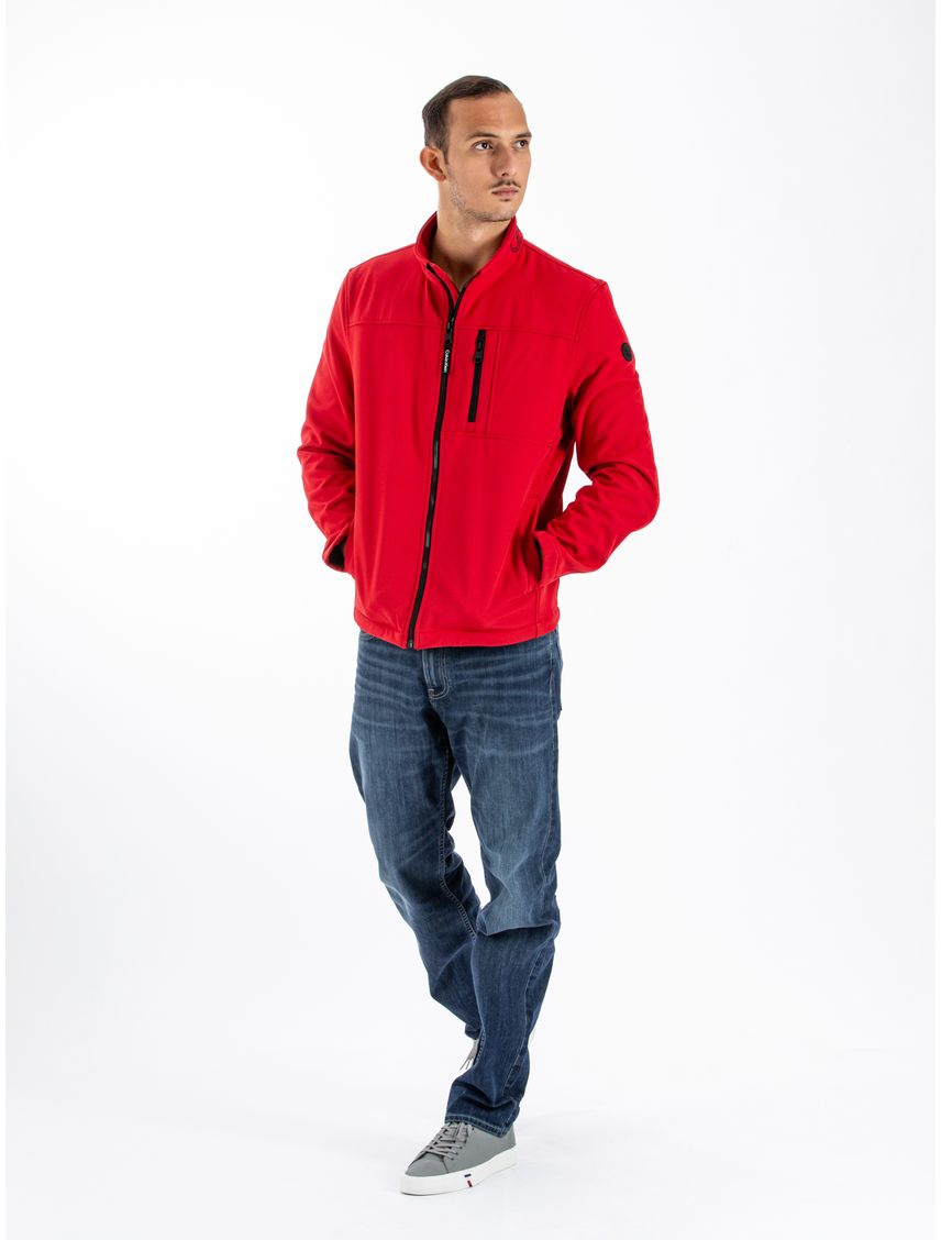 Chaqueta Roja Rompeviento Suave Con Cremallera Para Hombre