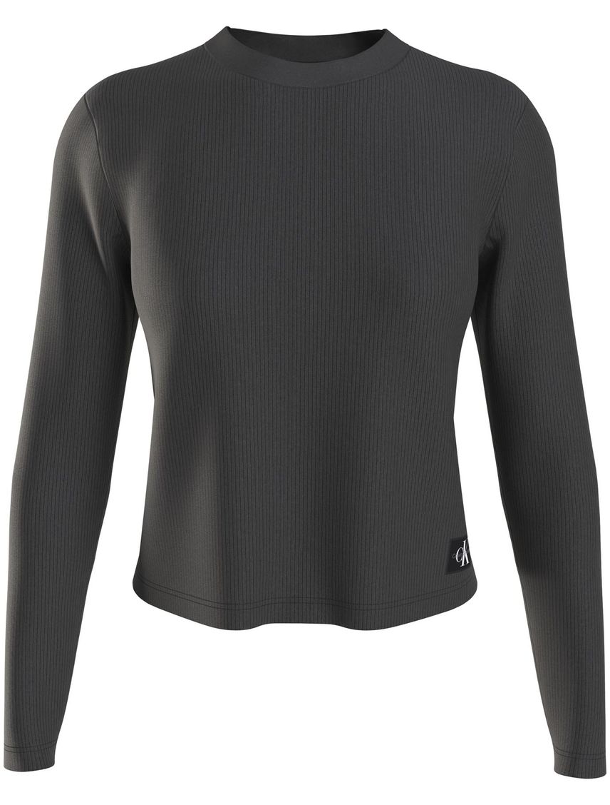 Camiseta Negro De Manga Larga Punto Canalé
