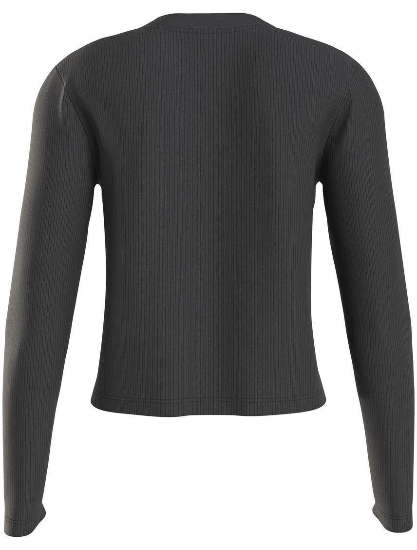 Camiseta Negro De Manga Larga Punto Canalé