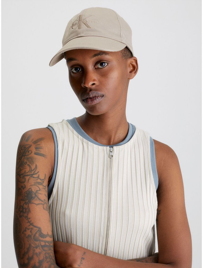 Gorra beige de sarga de algodón