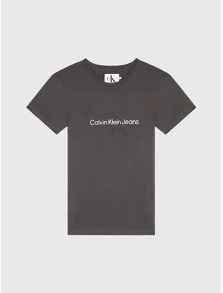 Camiseta Gris De Algodón Con Logo Para Mujer
