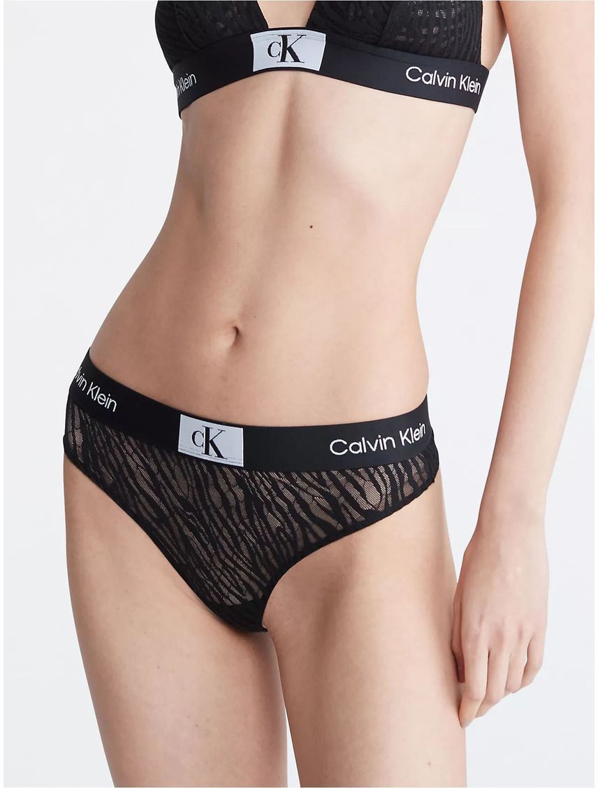Tanga Negra De Encaje - Ck 1996 Para Mujer