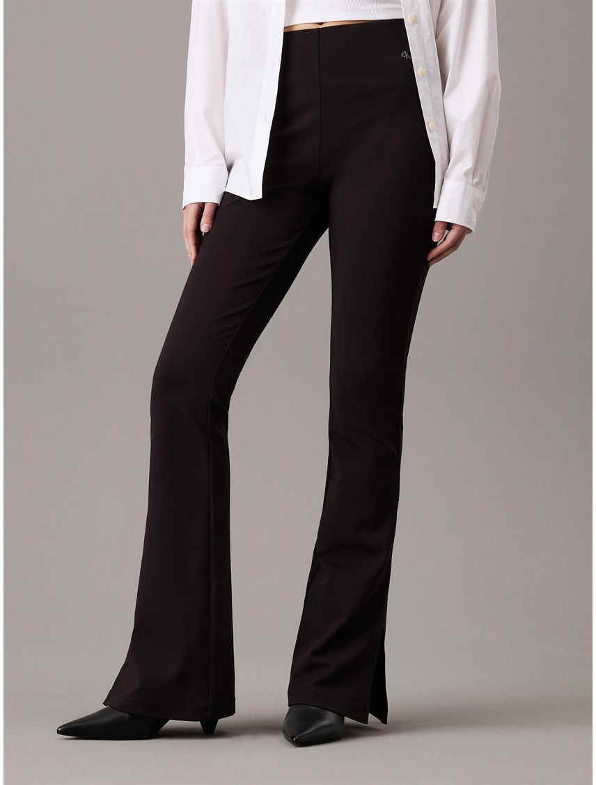 Leggings negro acampanados de punto milano